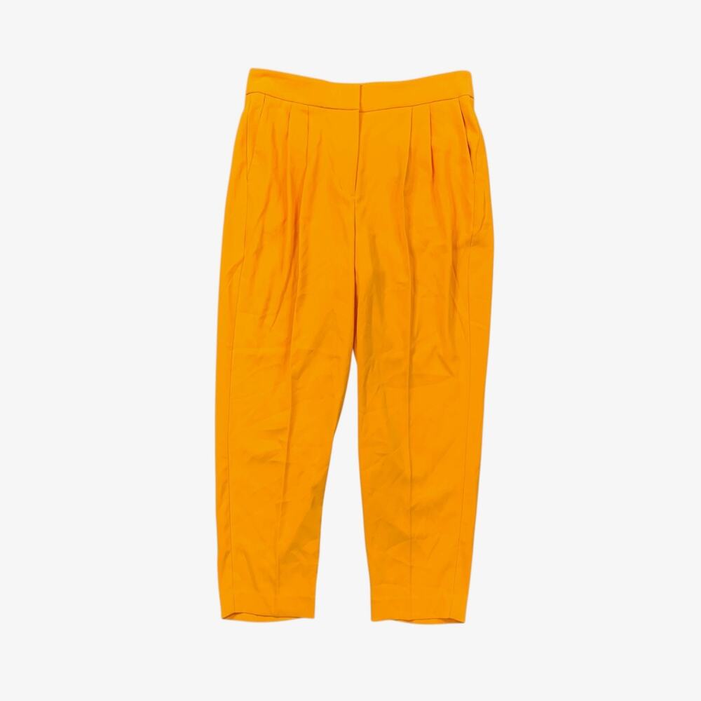 Express Pants Womens 12 Orange Stylist Super High Waisted Pleated Ankle Stretch